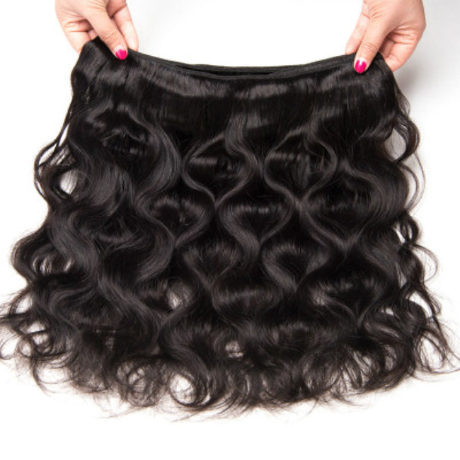 Lady Big Wavy Shape Black Wig Braids Pieces - Black