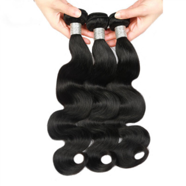 Lady Big Wavy Shape Black Wig Braids Pieces - Black