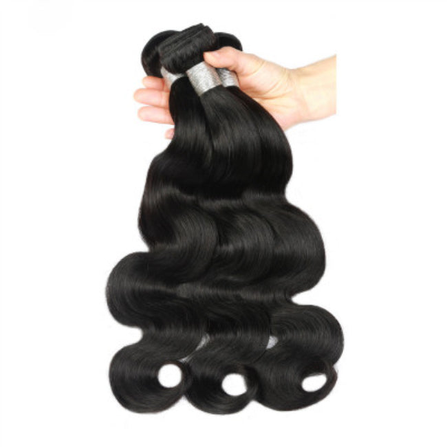 Lady Big Wavy Shape Black Wig Braids Pieces - Black