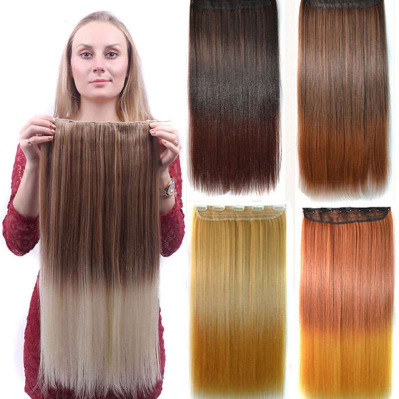 Gradient Long Straight Clip-In Hair Pieces