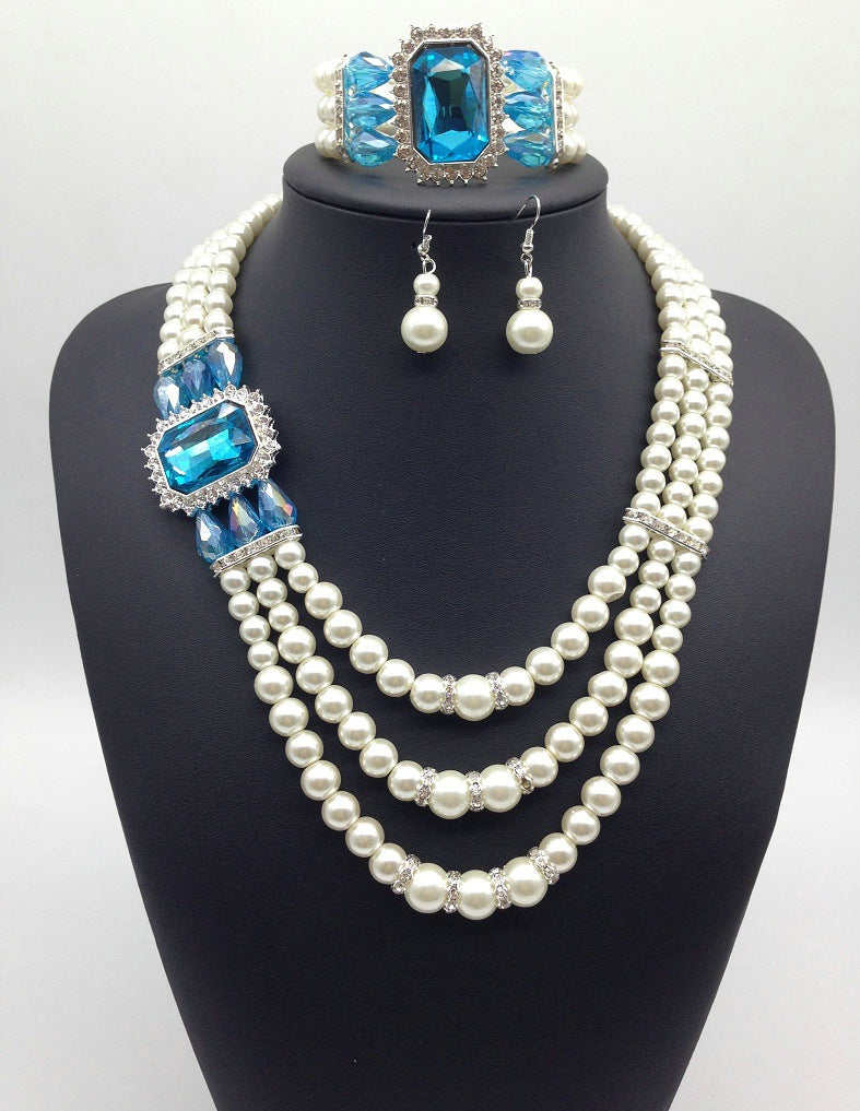 Women Fashion Exaggerated Diamond Gem - Aqua