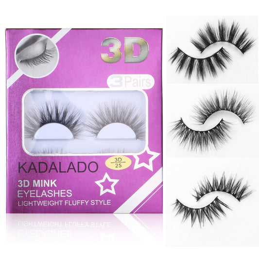 3 Pairs/Set 3D Imitation Mink Hair Natural Thick Cross Eyelashes