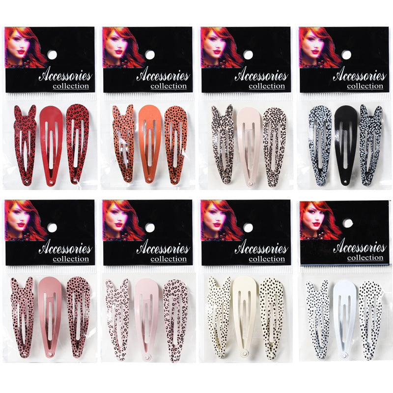 3Pcs/Set Leopard Pattern Bb Clip Popular Bangs Clip