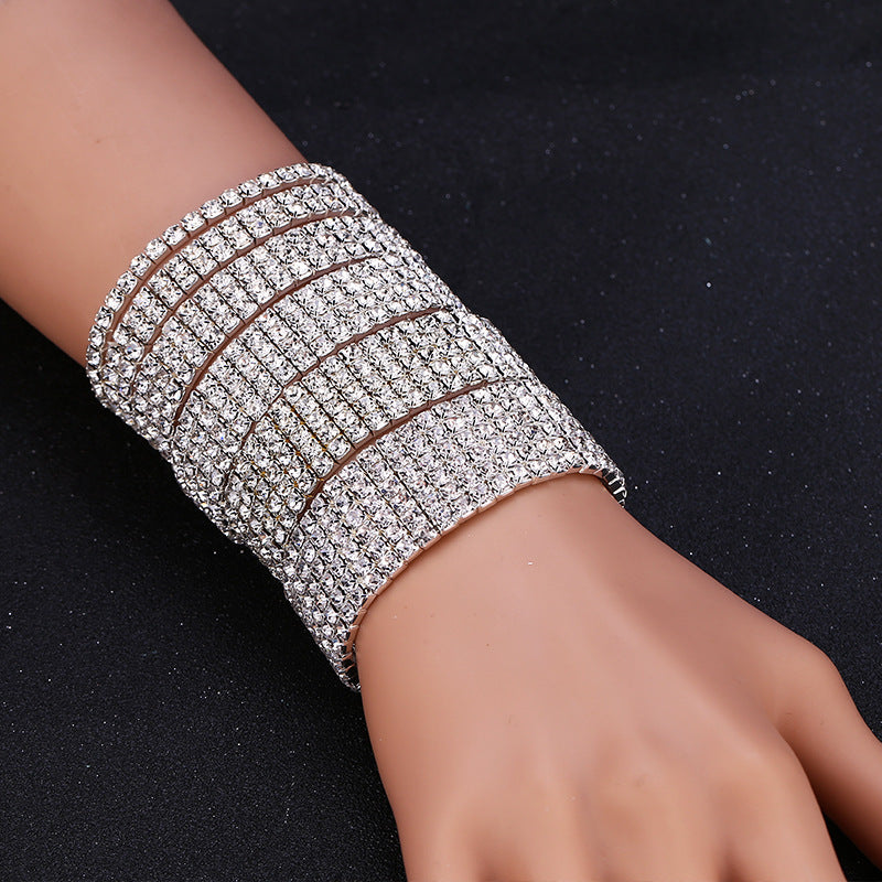 Multilayer Zircon Rhinestone Elastic Bracelet