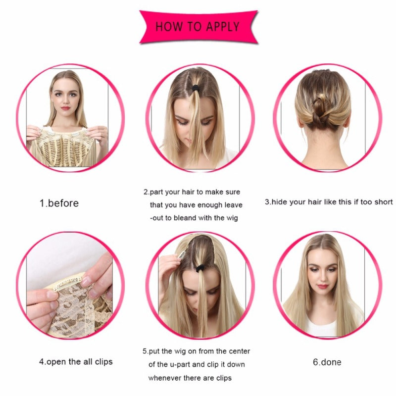 One-Piece Fluffy Natural Long Curly Hair U-Shaped Half Head Cover Invisible Wig