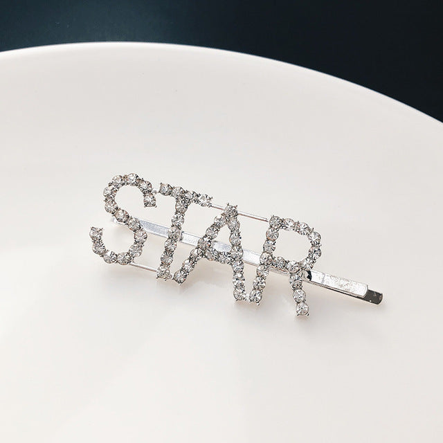 Letter Pattern Rhinestone Hair Clip