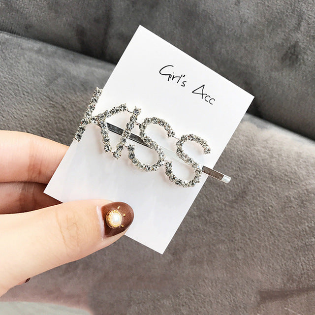 Letter Pattern Rhinestone Hair Clip