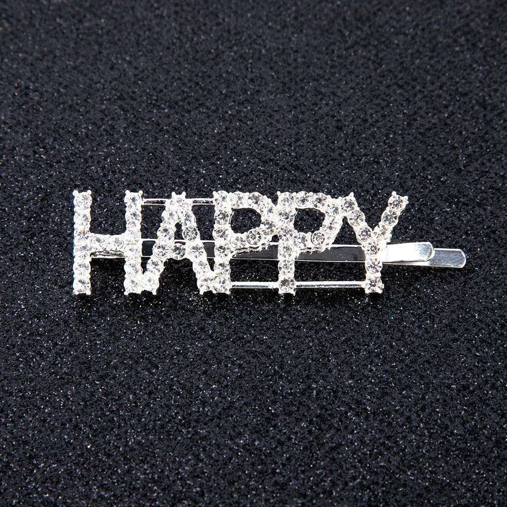 Letter Pattern Rhinestone Hair Clip