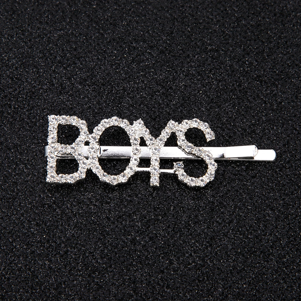 Letter Pattern Rhinestone Hair Clip