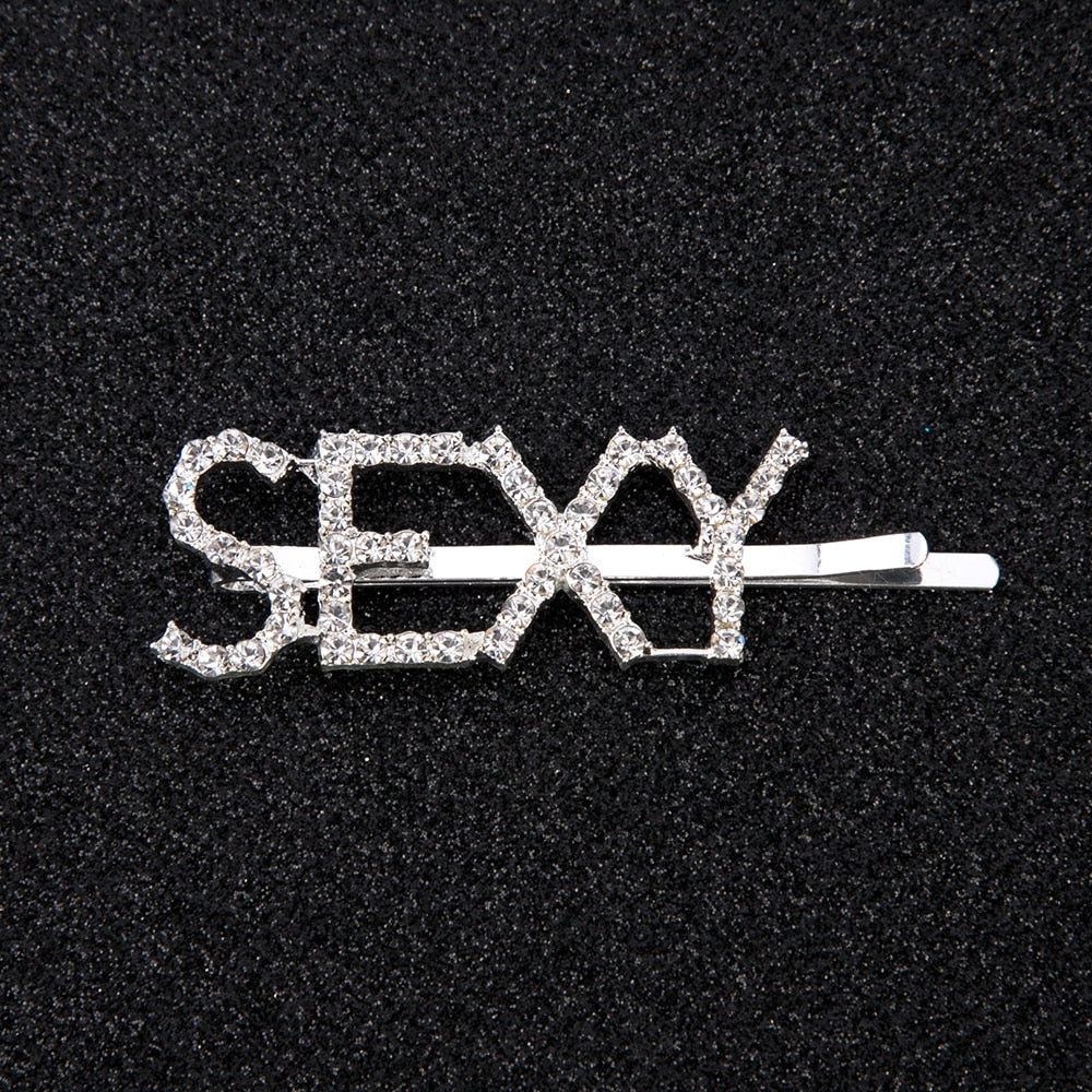 Letter Pattern Rhinestone Hair Clip
