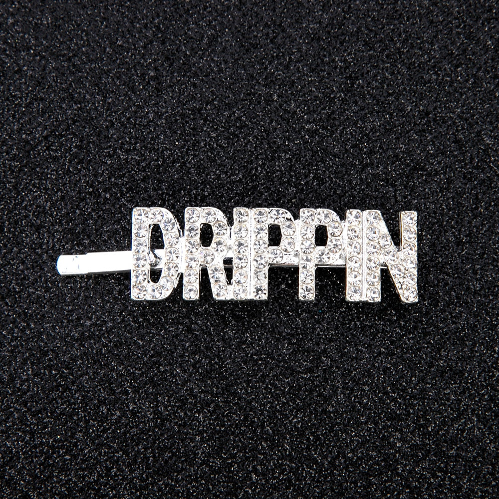 Letter Pattern Rhinestone Hair Clip