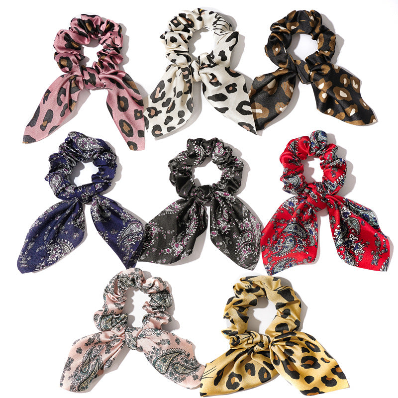 Leopard Floral Print Elastic Hair Bands
