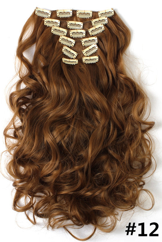 7 Pieces Set Long Curly High Temperature Matte Silk Wigs Clip-In