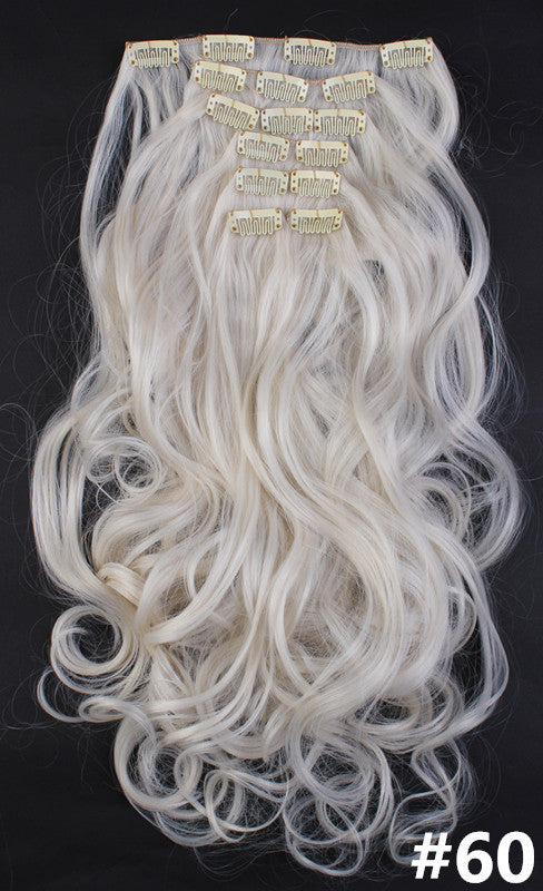 7 Pieces Set Long Curly High Temperature Matte Silk Wigs Clip-In