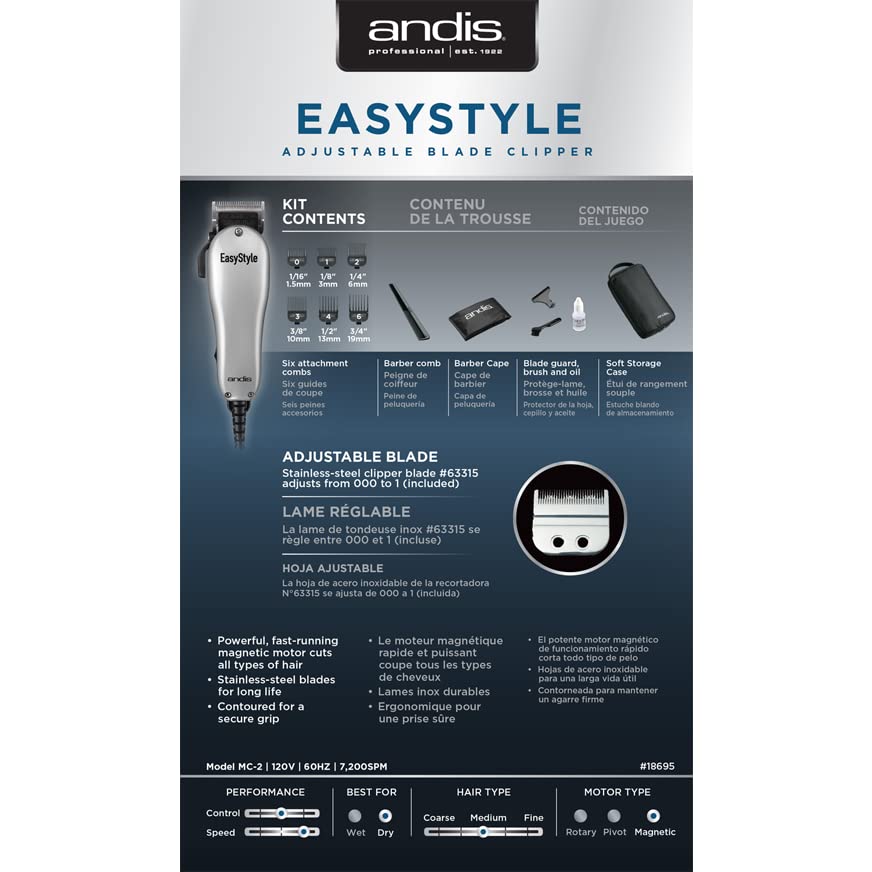 Andis EasyStyle Adjustable Blade Clipper - 13 Piece Kit