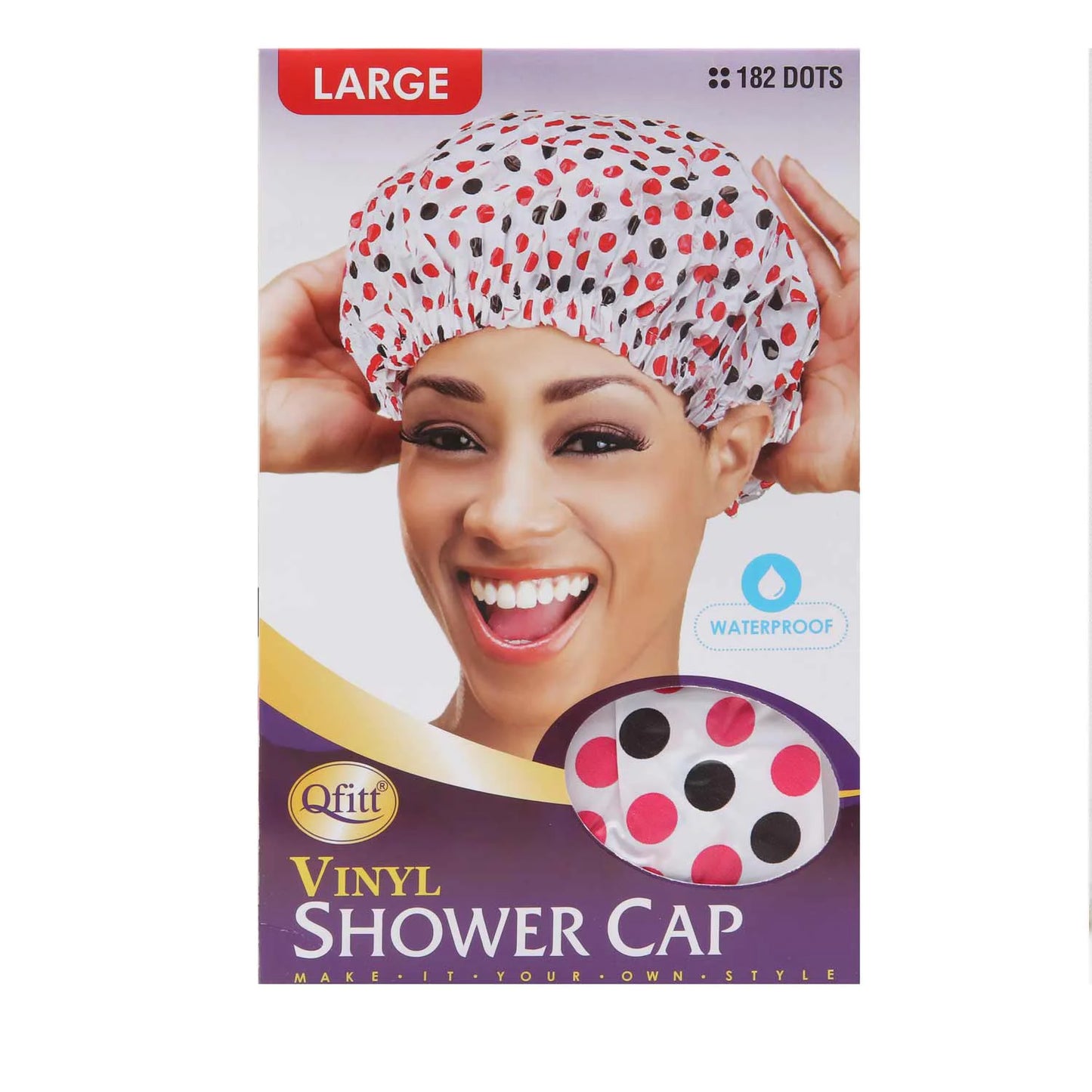 Large Vinyl Shower Cap / Dots