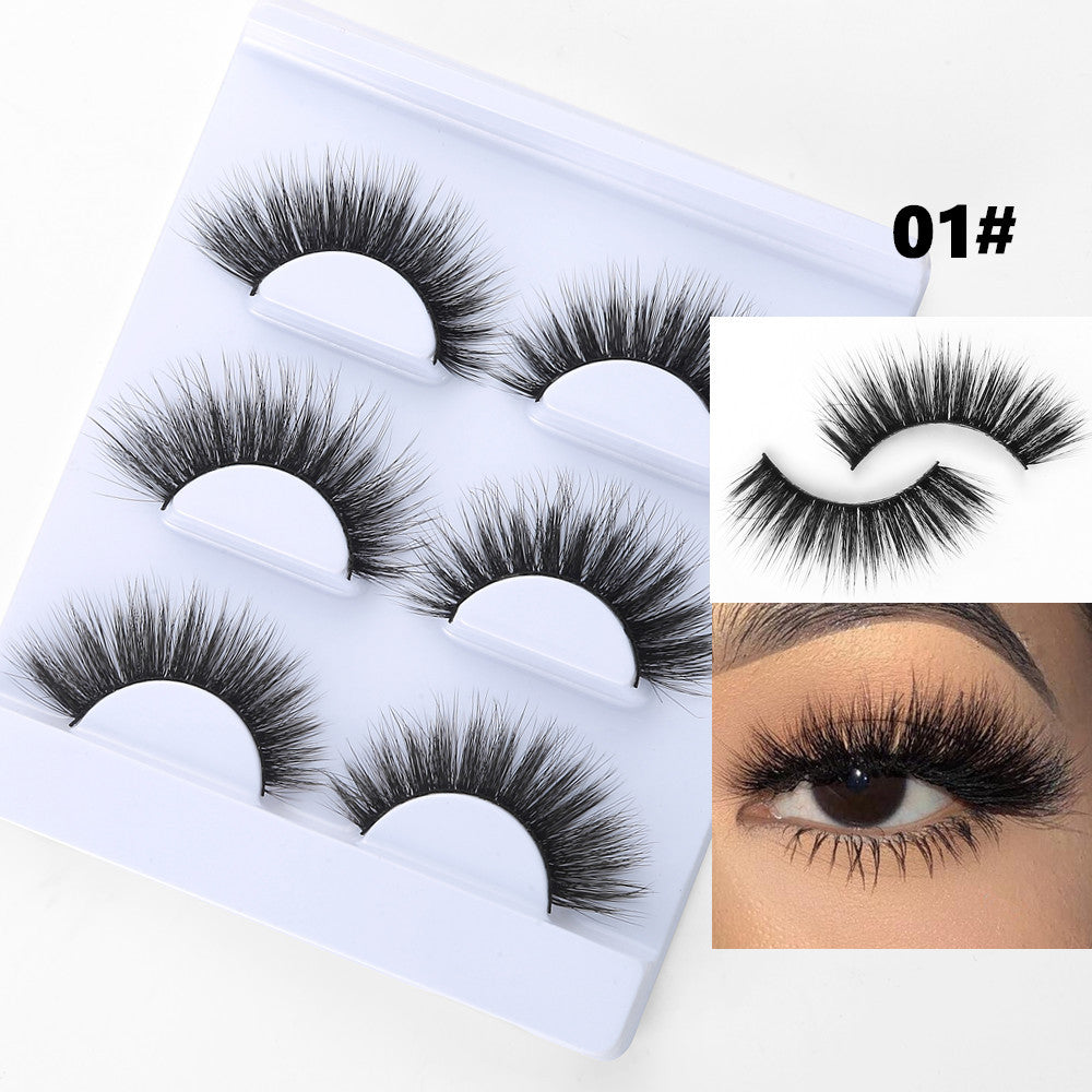 3 Pairs/Set 3D Imitation Mink Hair Natural Thick Cross Eyelashes