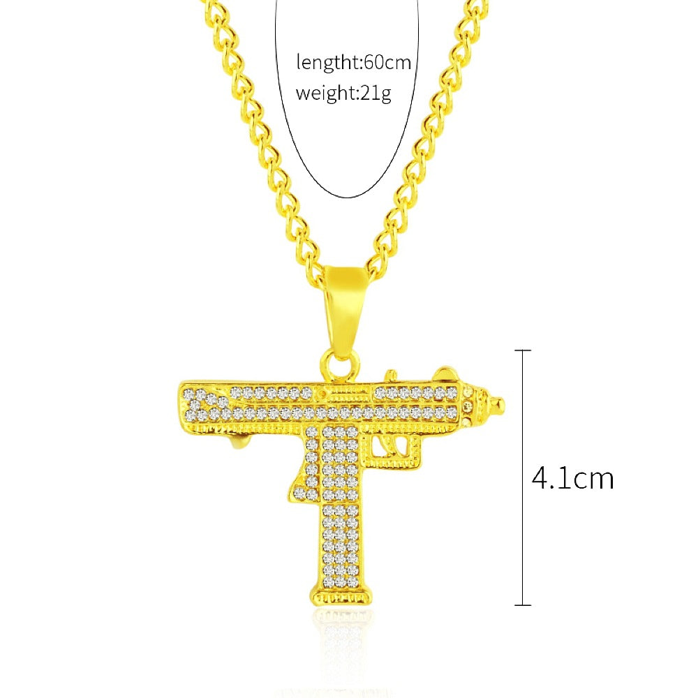 Hip Hop Pendant Chain Iced Blinged Out Gold Finish Necklace