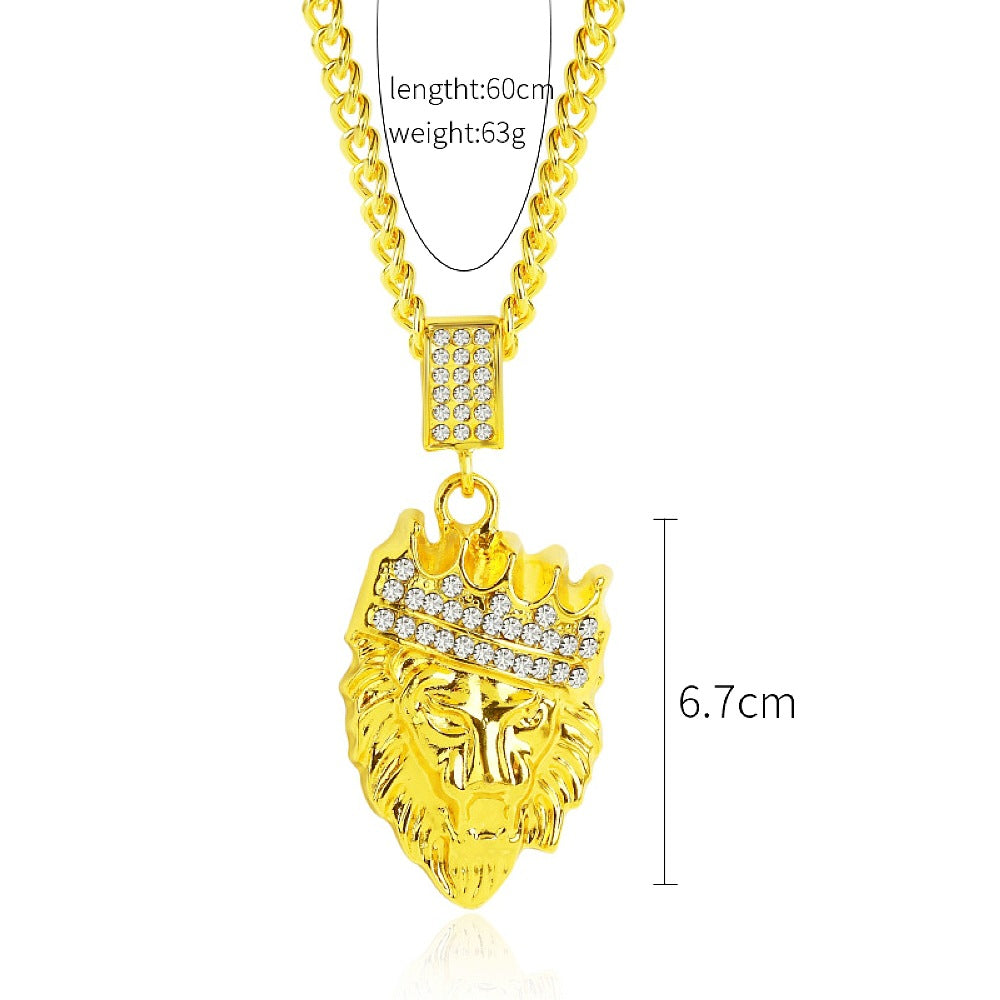 Hip Hop Pendant Chain Iced Blinged Out Gold Finish Necklace