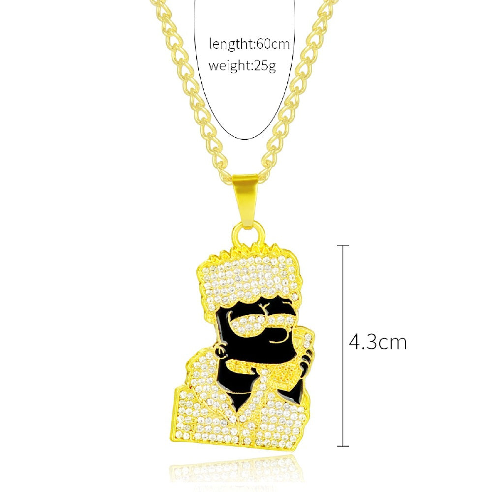 Hip Hop Pendant Chain Iced Blinged Out Gold Finish Necklace