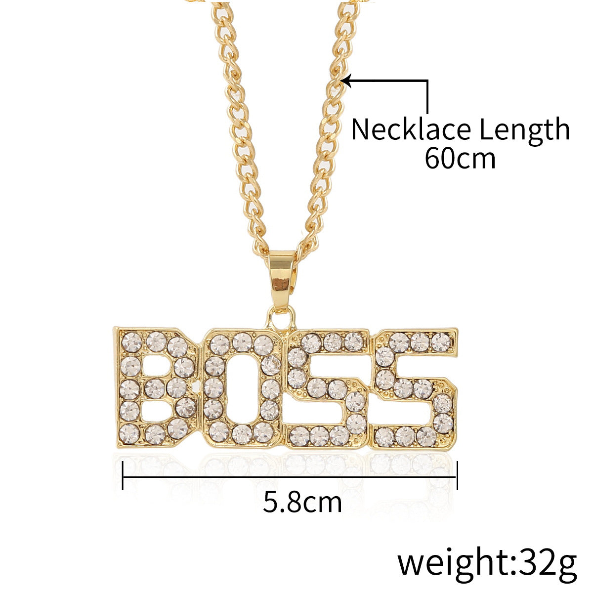 Hip Hop Pendant Chain Iced Blinged Out Gold Finish Necklace