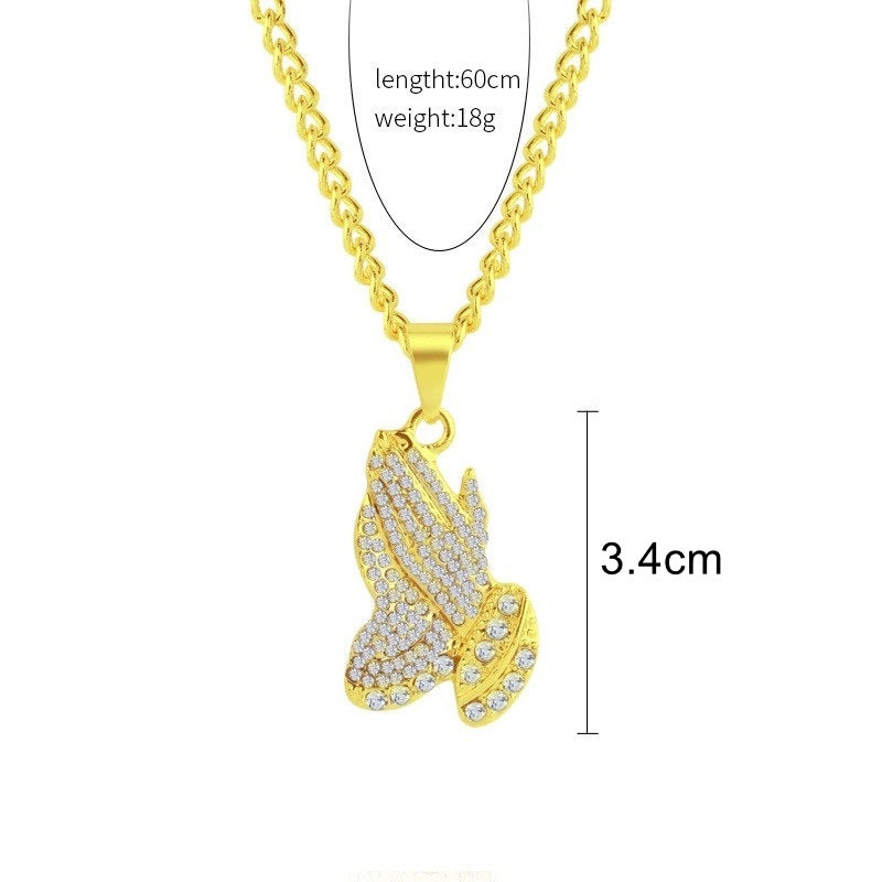 Hip Hop Pendant Chain Iced Blinged Out Gold Finish Necklace