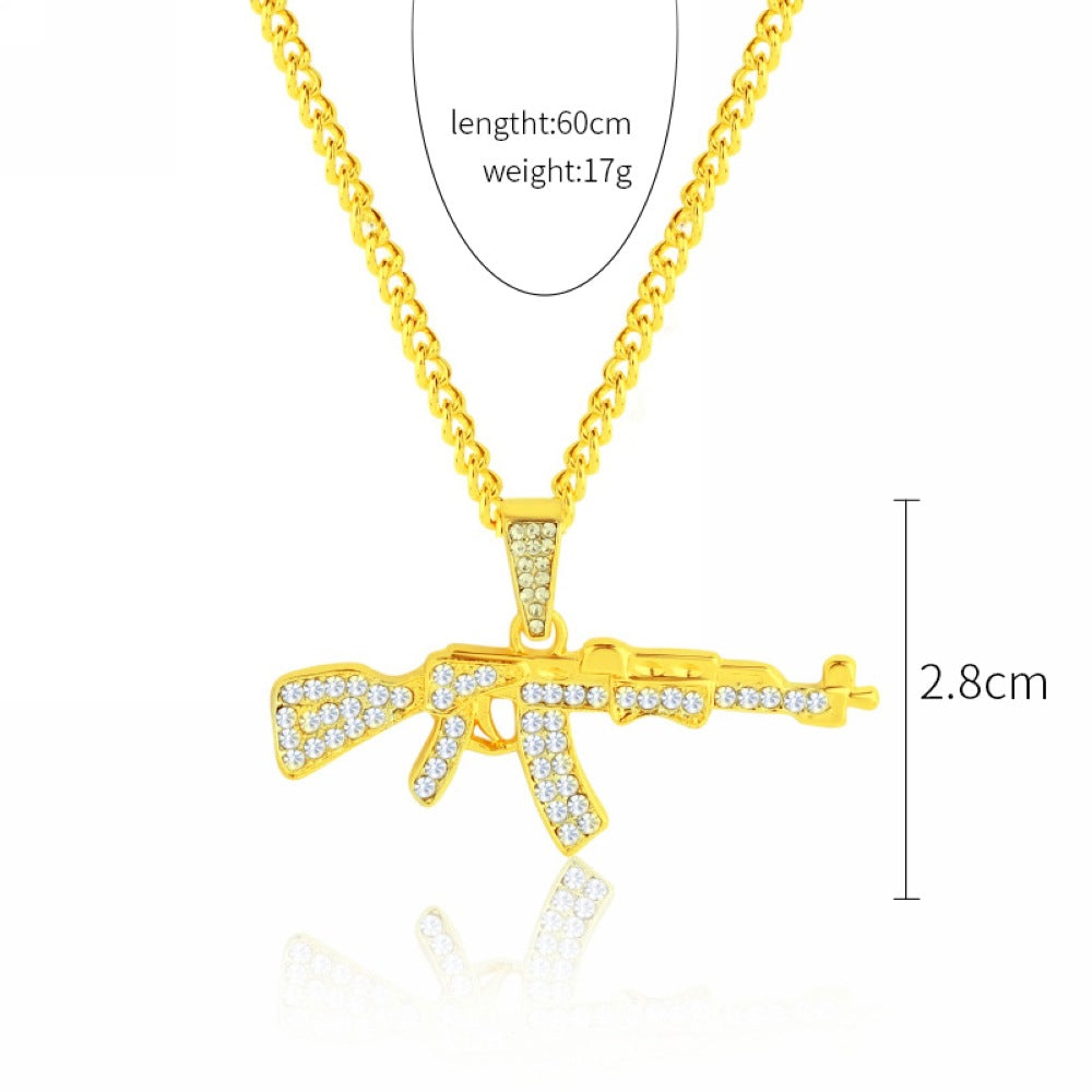 Hip Hop Pendant Chain Iced Blinged Out Gold Finish Necklace