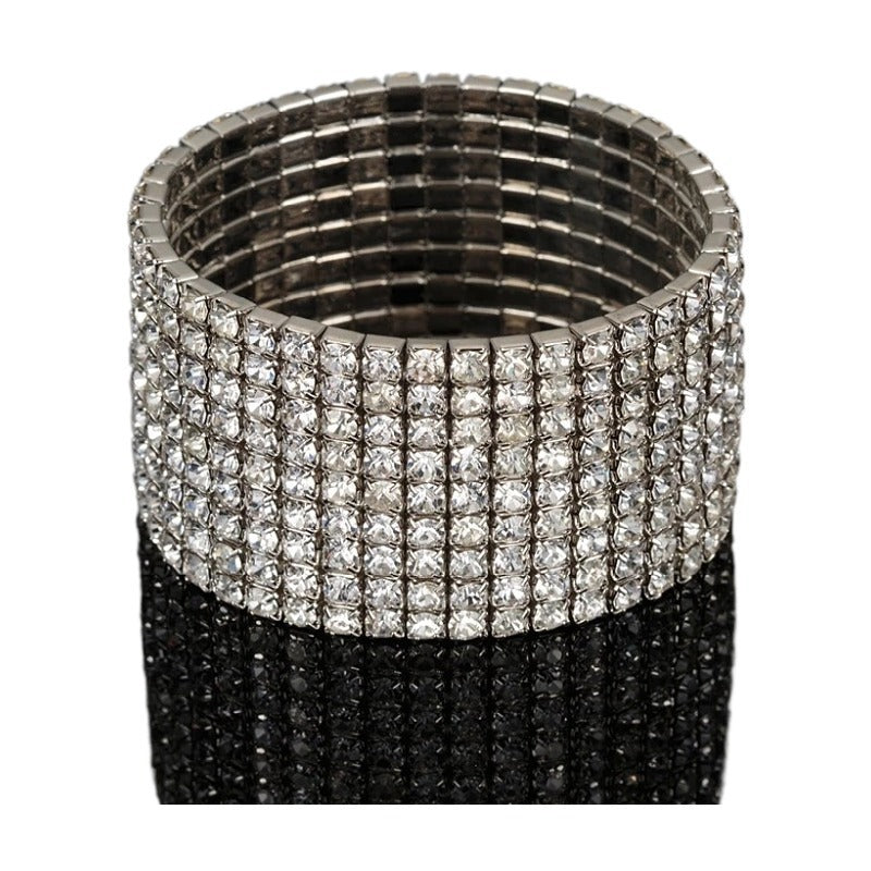 Multilayer Zircon Rhinestone Elastic Bracelet