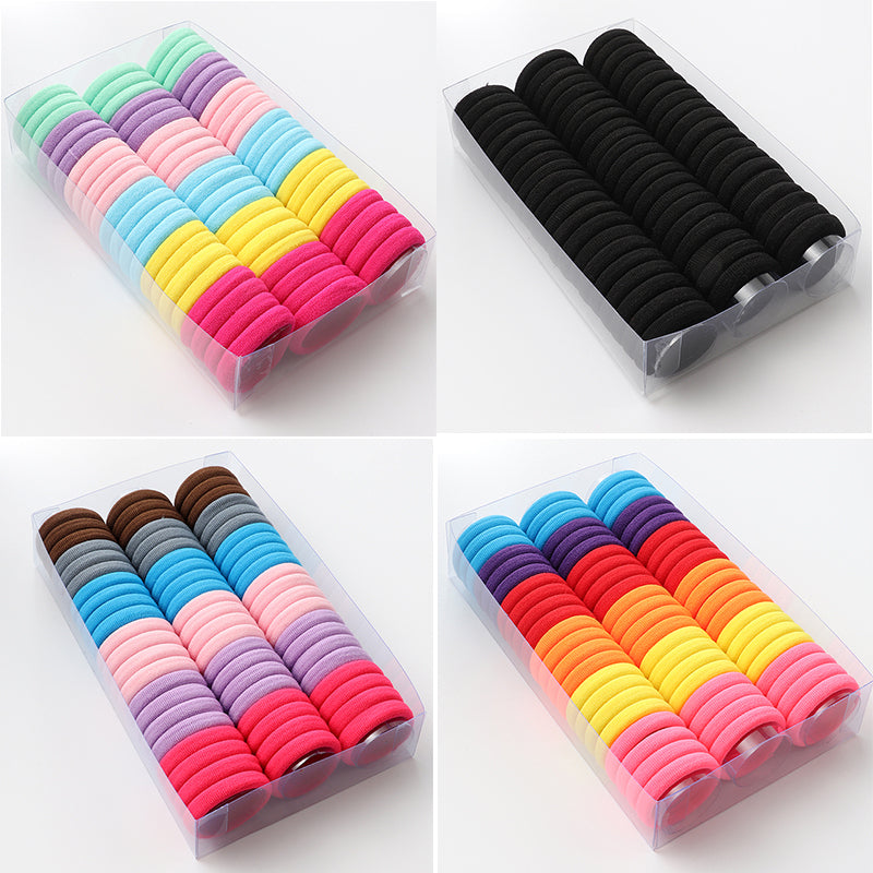 66 Pcs/Box Women Simple Solid Color Elastic Hair Tie