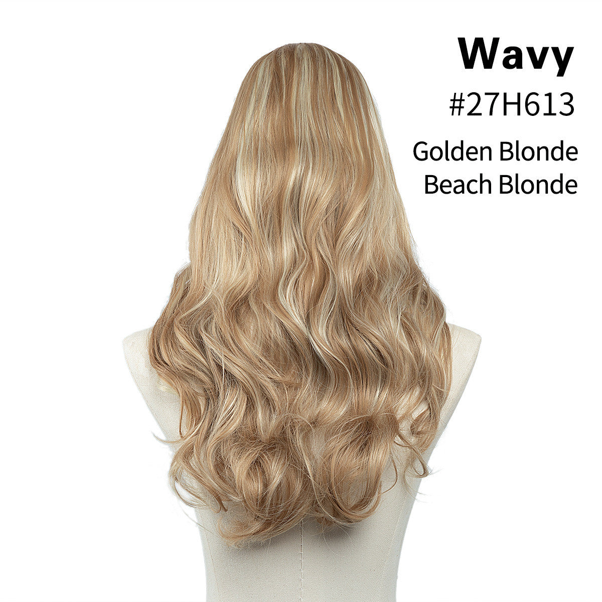 One-Piece Fluffy Natural Long Curly Hair U-Shaped Half Head Cover Invisible Wig