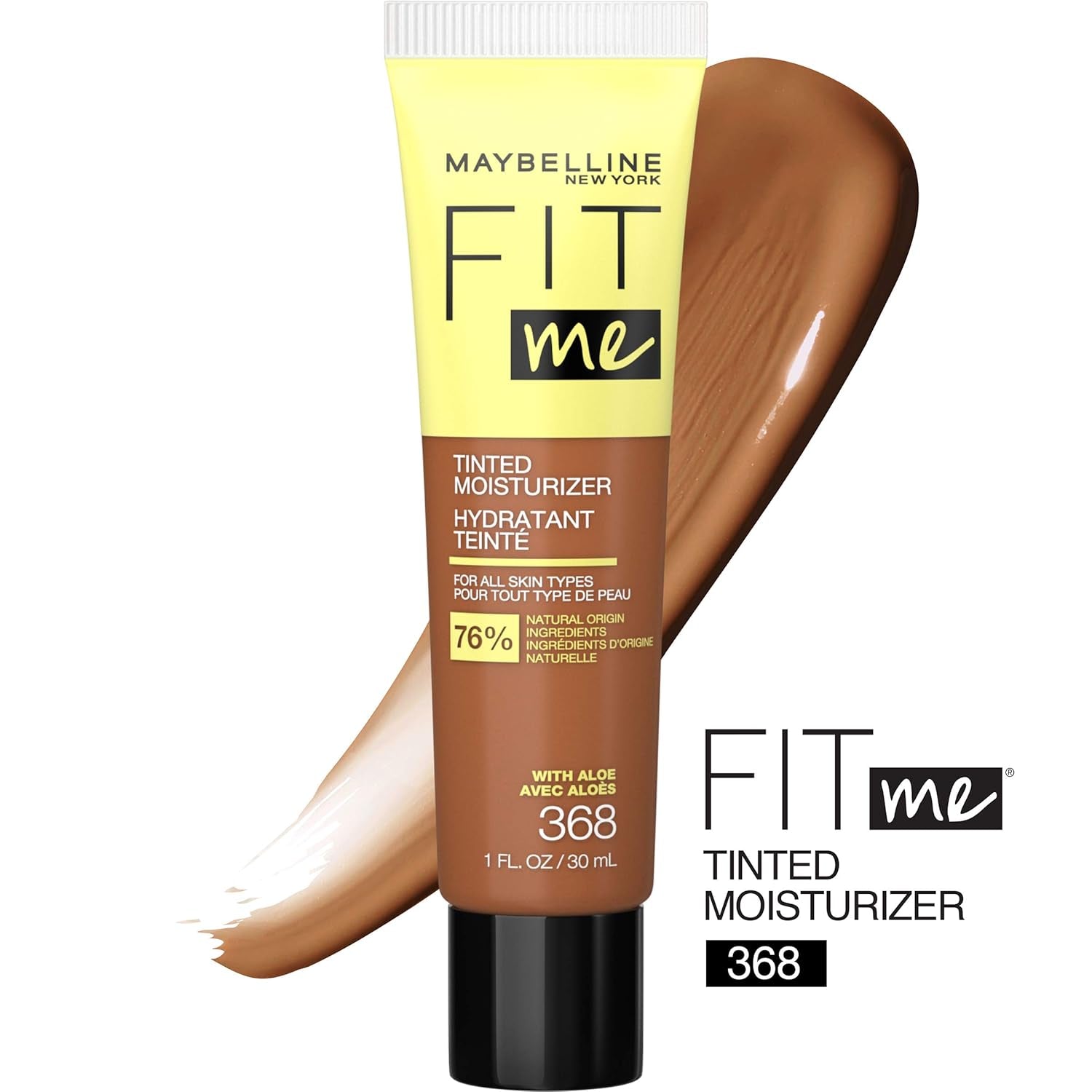 Fit Me Tinted Moisturizer, Natural Coverage, Face Makeup, 368, 1 Count