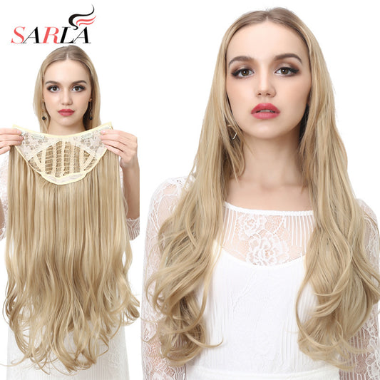 One-Piece Fluffy Natural Long Curly Hair U-Shaped Half Head Cover Invisible Wig