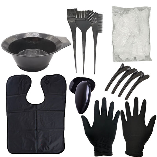 9pcs/Set Hair Color Dye Bowl Comb Brushes Earmuffs Gloves Shawl Hat Tool Set