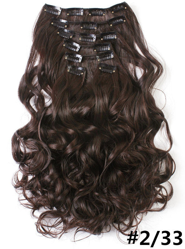 7 Pieces Set Long Curly High Temperature Matte Silk Wigs Clip-In
