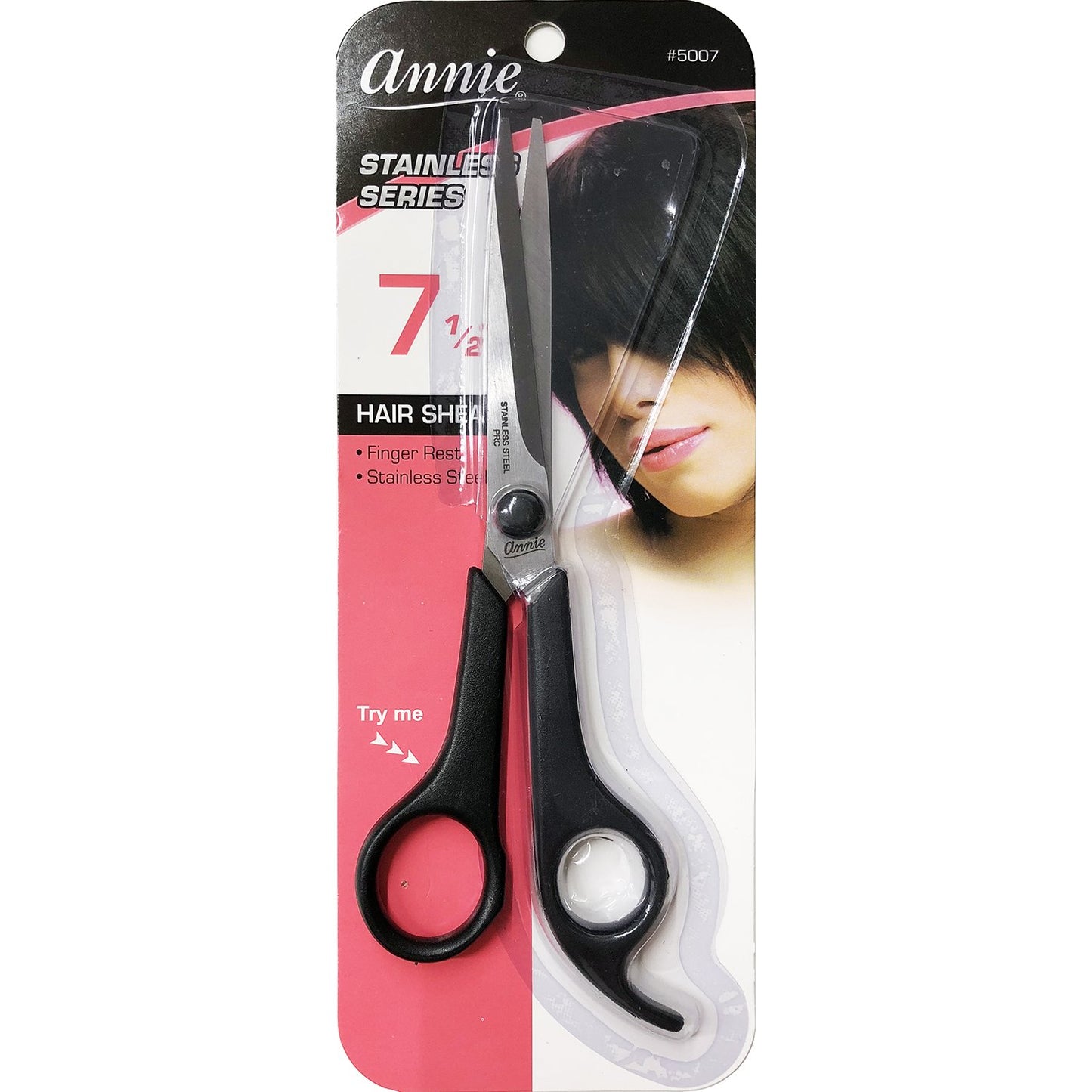 Annie Stainless Hair Shear 7.5" Black