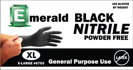 Emerald Nitrile Gloves Black - 100/CO