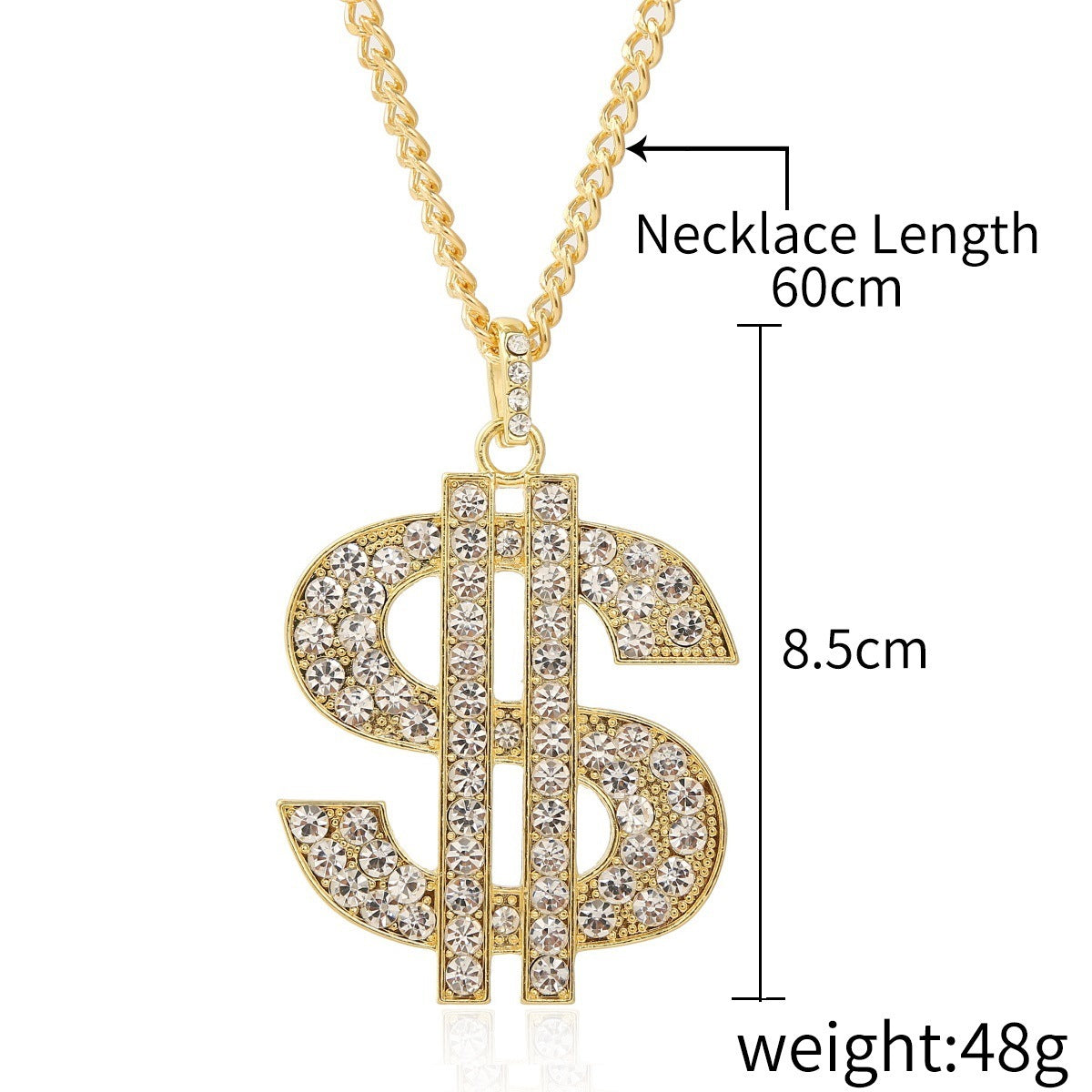 Hip Hop Pendant Chain Iced Blinged Out Gold Finish Necklace