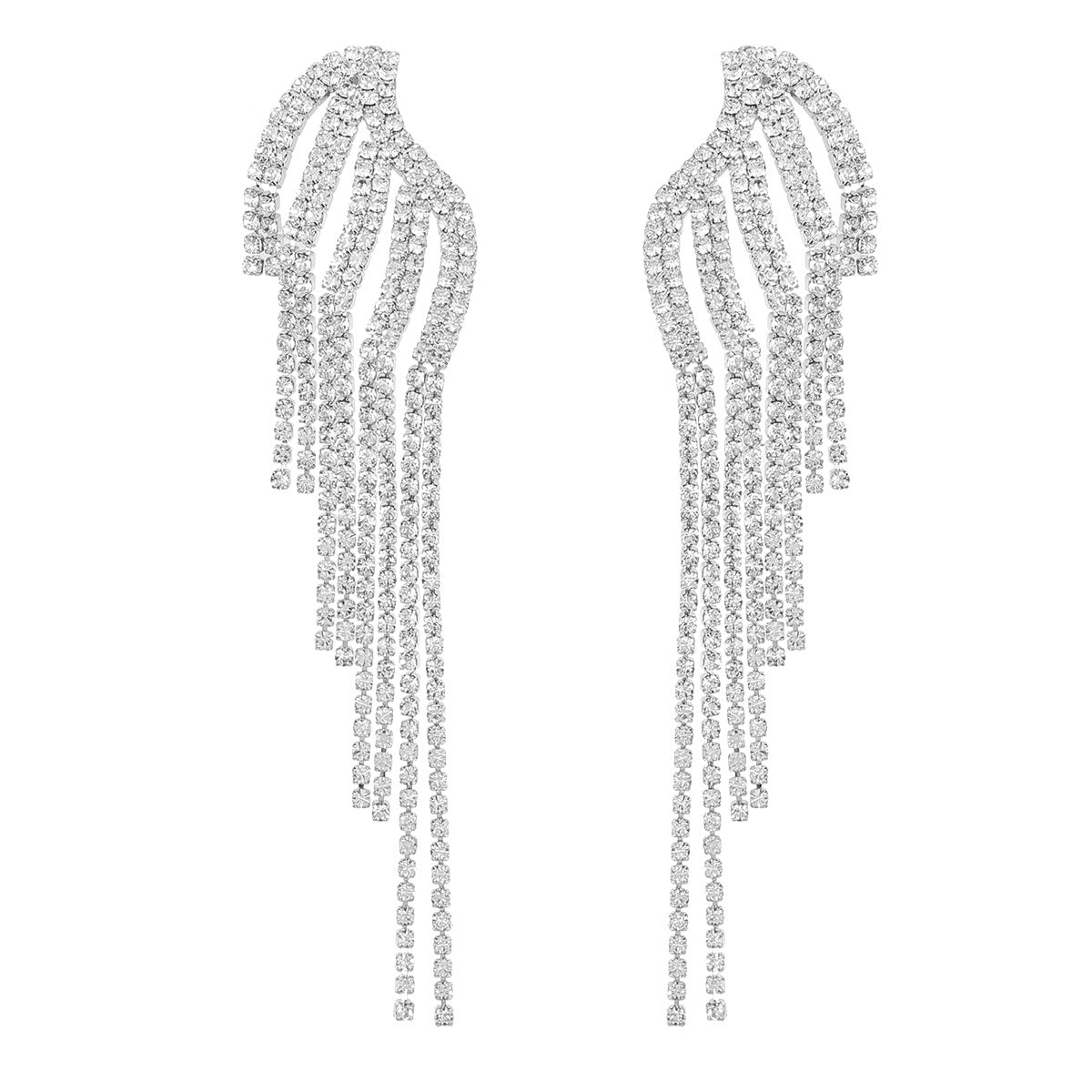 Fashion Elegant Full Rhinestone Tassel Earrings