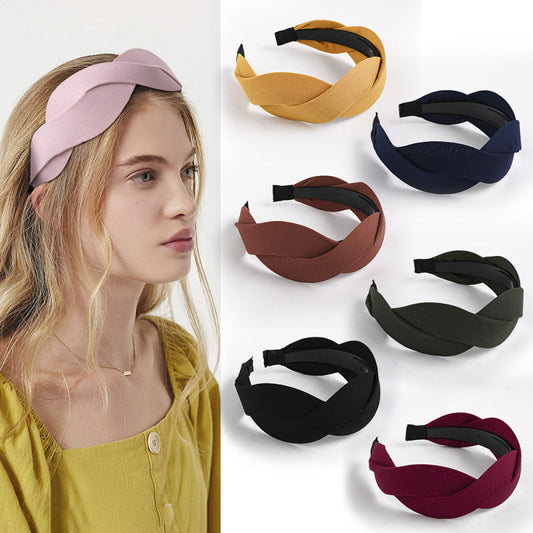 Women Fashion Fabric Chiffon Cross Braided Twist Headband